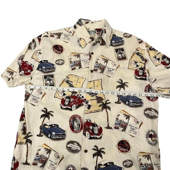 Vintage Big Dogs Linen All Over Print Button Down Shirt Small/Medium Travel Y2K - Picture 10 of 11